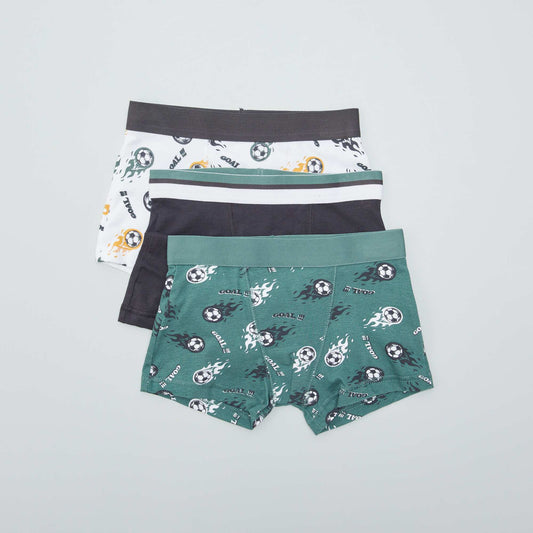 Lot de 3 boxers Vert/gris foncé/blanc