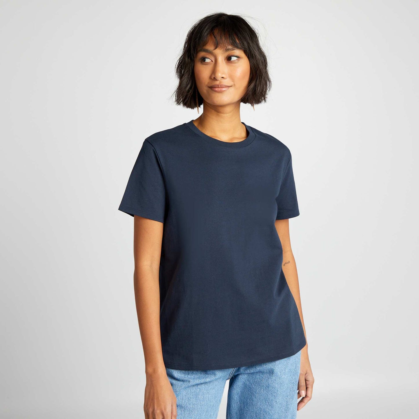 T-shirt uni en jersey bleu marine