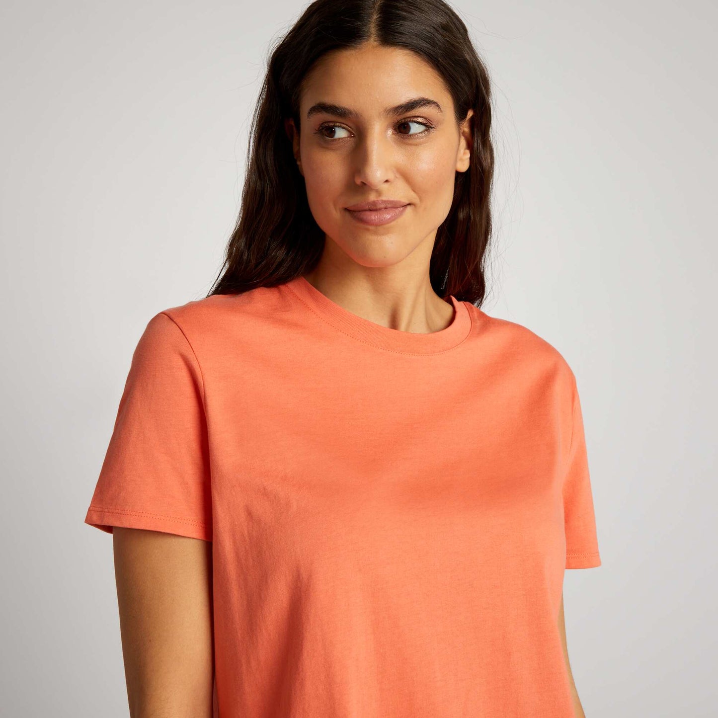 T-shirt uni en jersey Corail