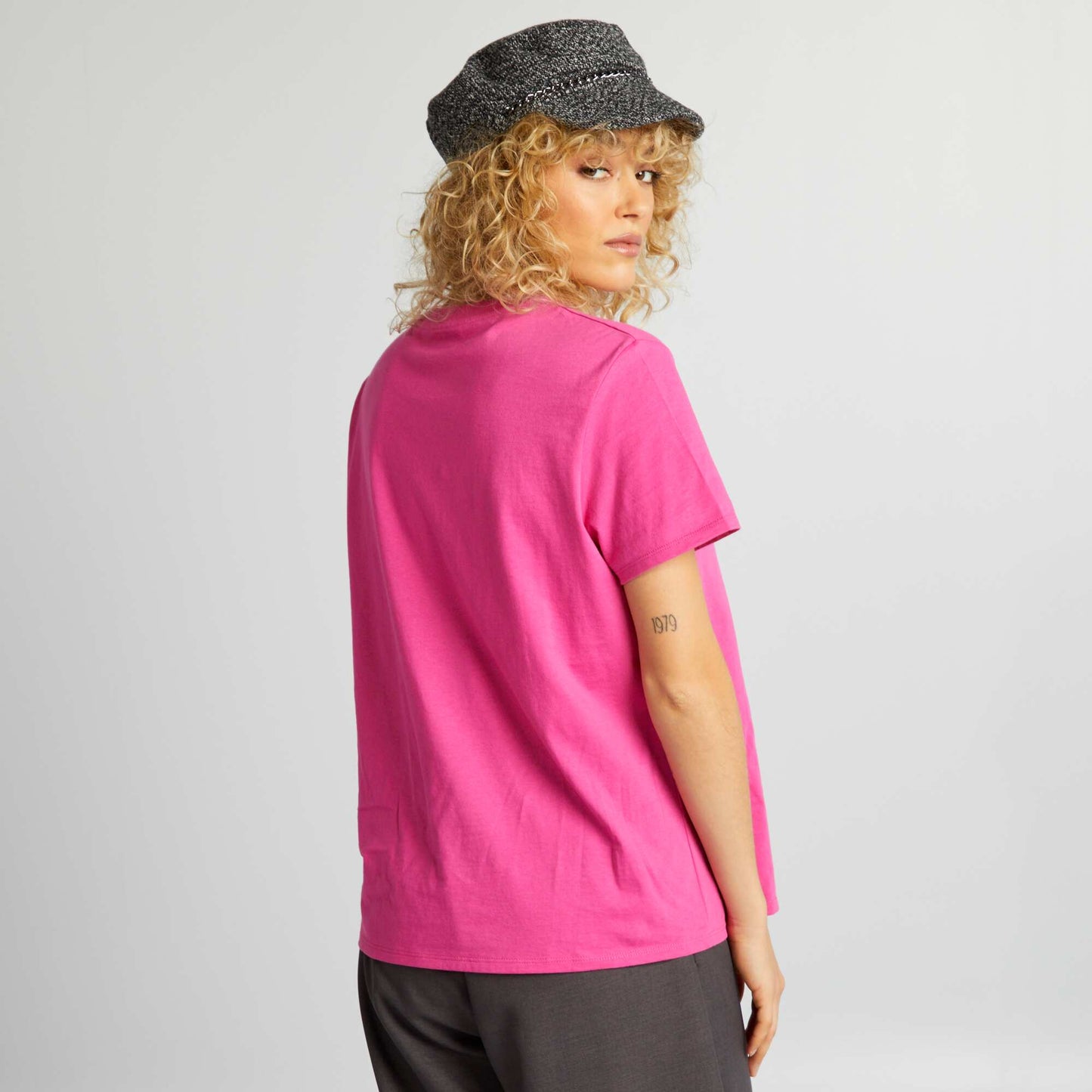 T-shirt uni en jersey Rose