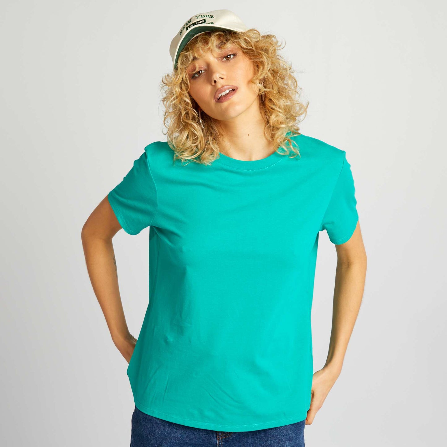 T-shirt uni en jersey Vert