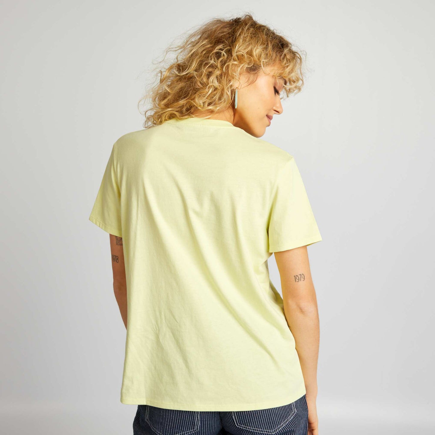 T-shirt uni en jersey Jaune pâle