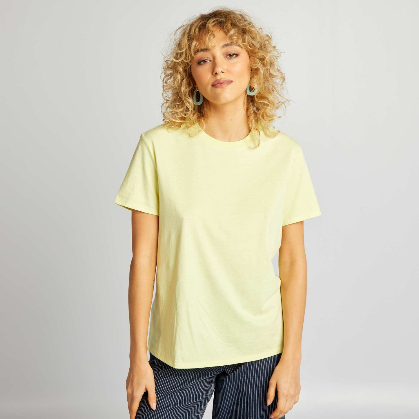 T-shirt uni en jersey Jaune pâle