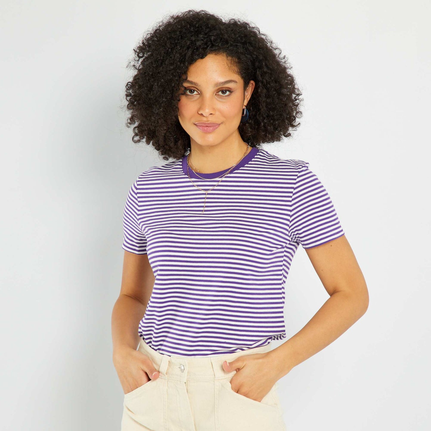 T-shirt en jersey imprimé Violet