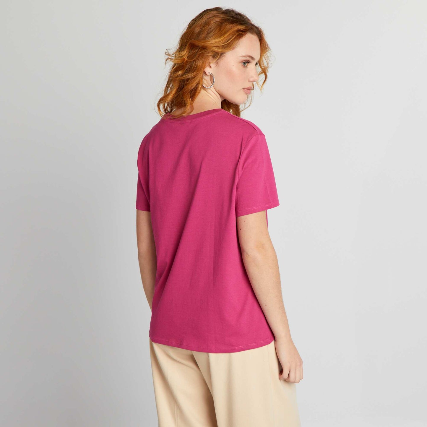 T-shirt en jersey imprimé Rose