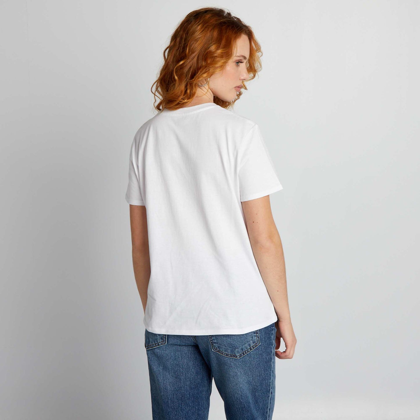 T-shirt en jersey imprimé Blanc 'visage'