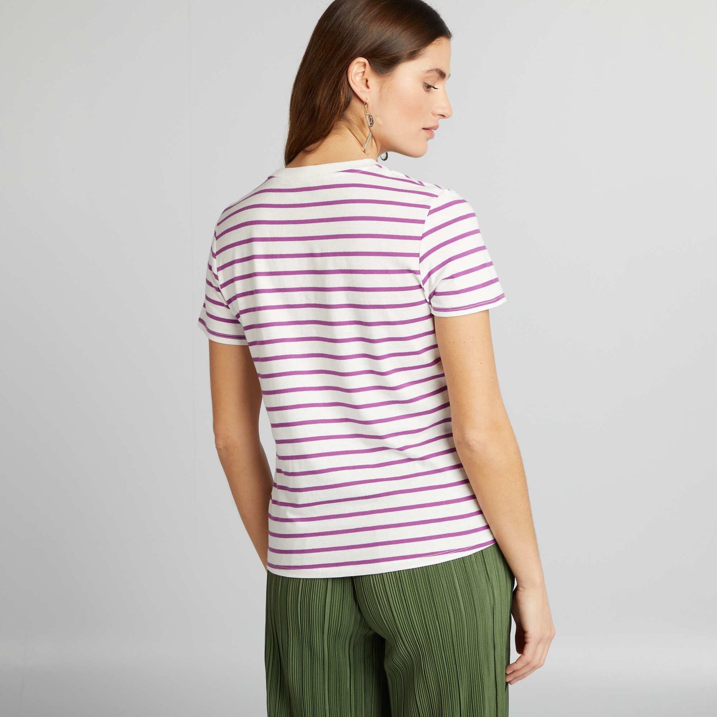 T-shirt en jersey imprimé Violet/blanc