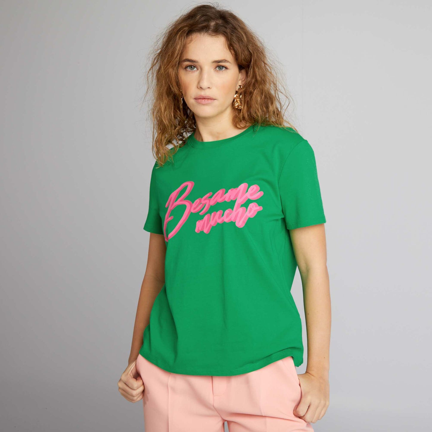 T-shirt en jersey imprimé Vert