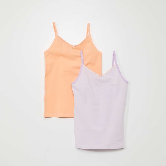 Lot de 2 débardeurs en coton stretch Violet