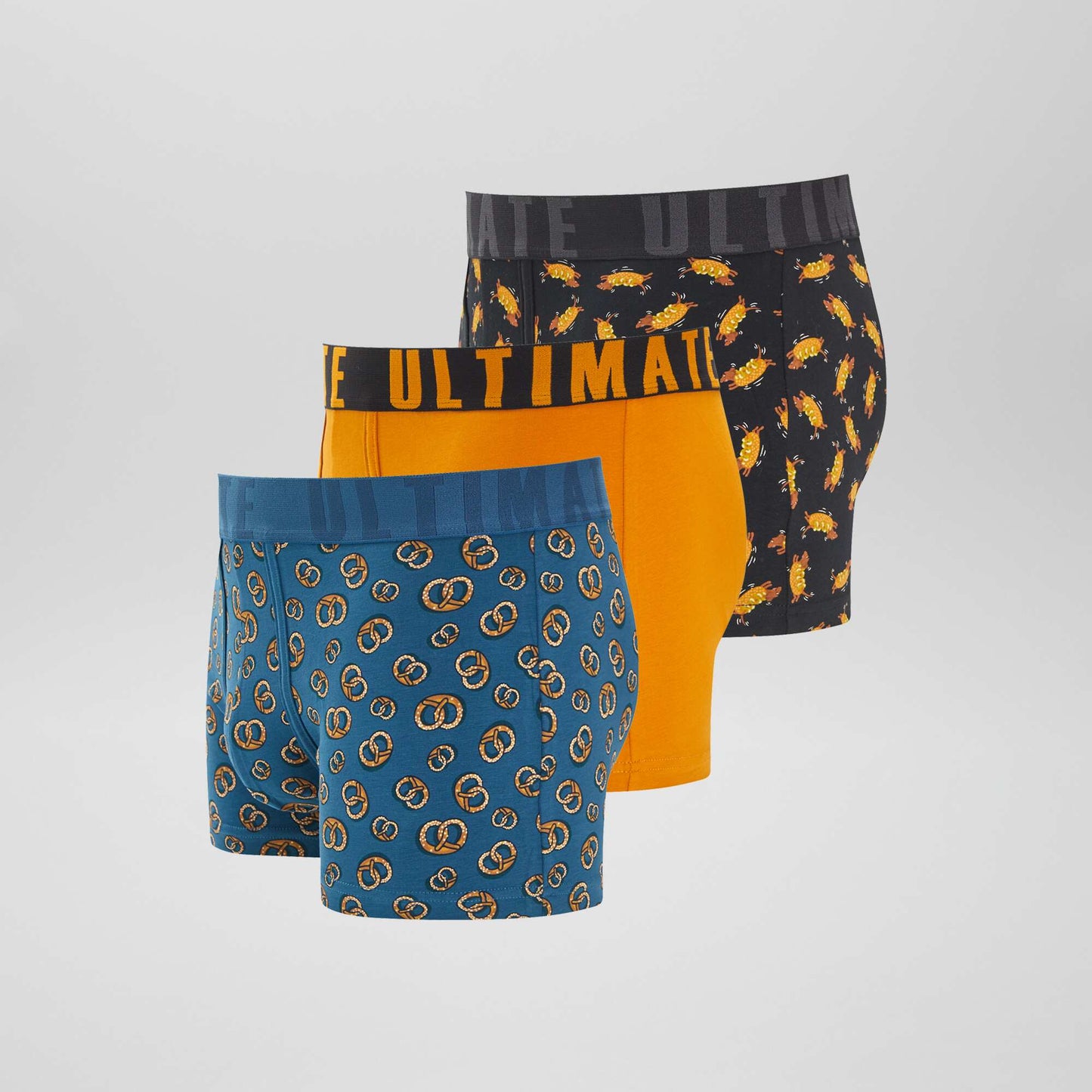 Lot de 3 boxers fantaisie NOIR/BLEU/JAUNE