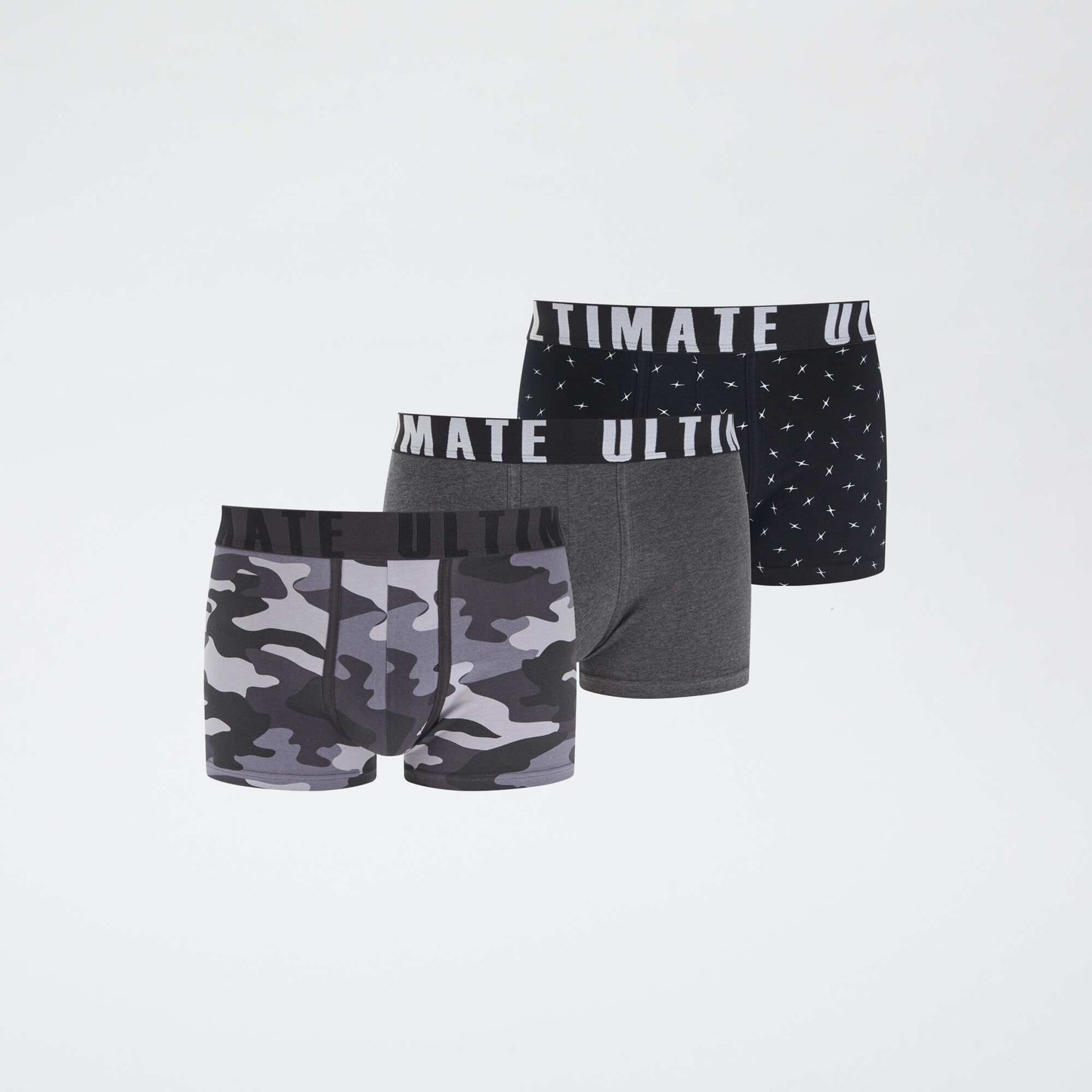 Lot de 3 boxers fantaisie GRIS/NOIR