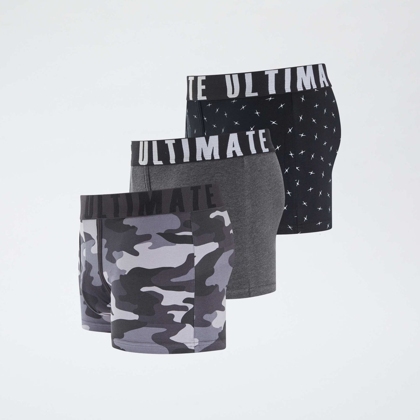 Lot de 3 boxers fantaisie GRIS/NOIR