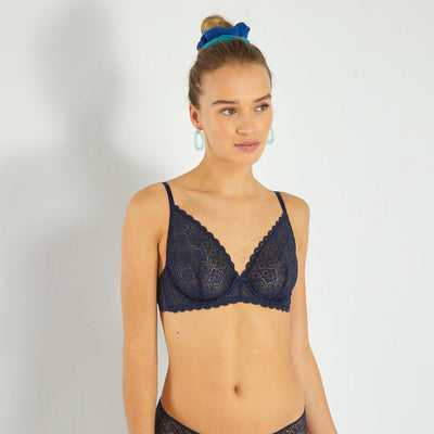 Soutien-gorge corbeille dentelle BLEU FONCé