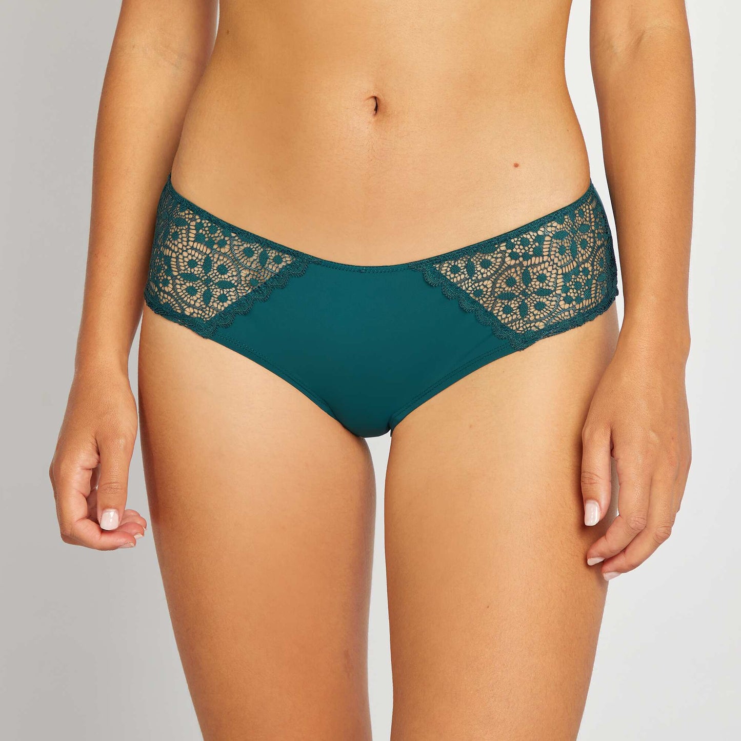 Shorty micro et dentelle Vert