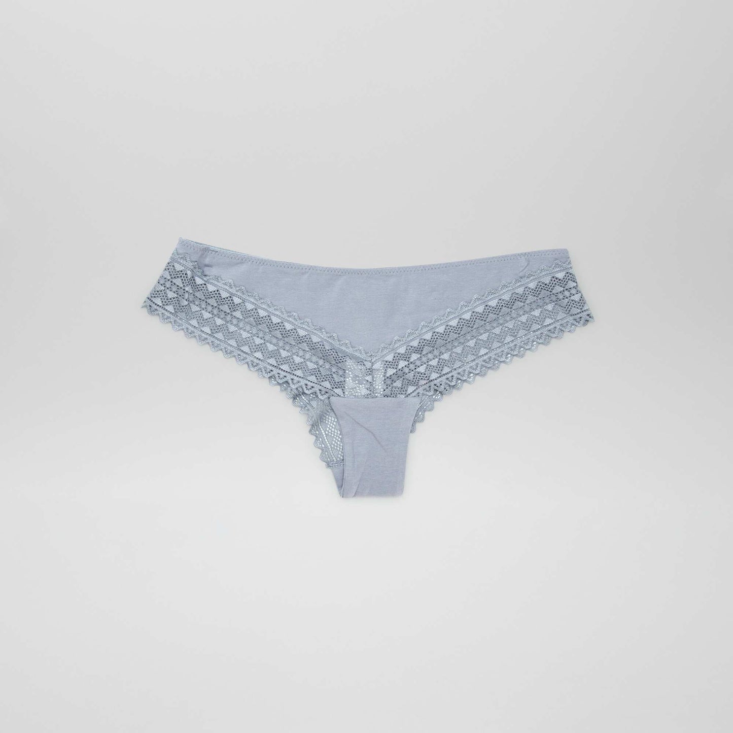 Lot de 3 tangas coton et dentelle BLANC/GRIS