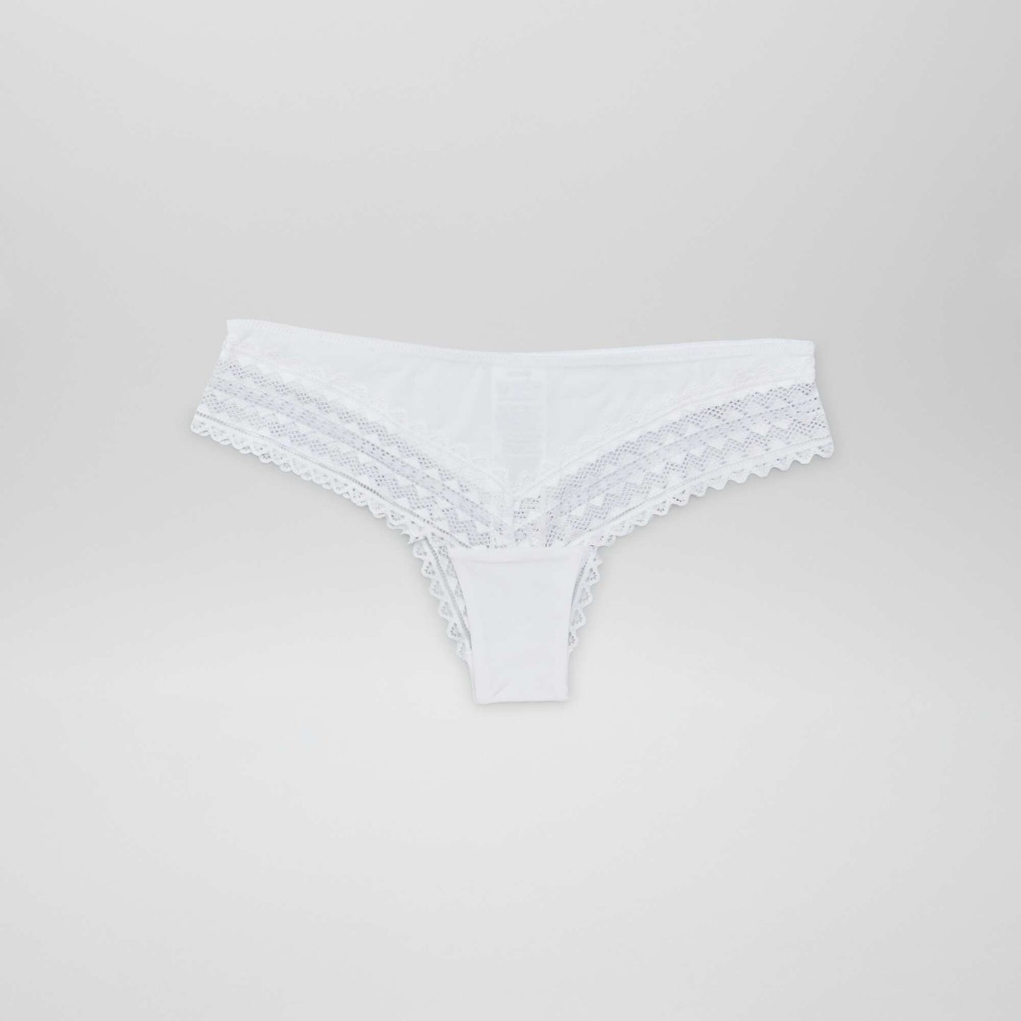 Lot de 3 tangas coton et dentelle BLANC/GRIS