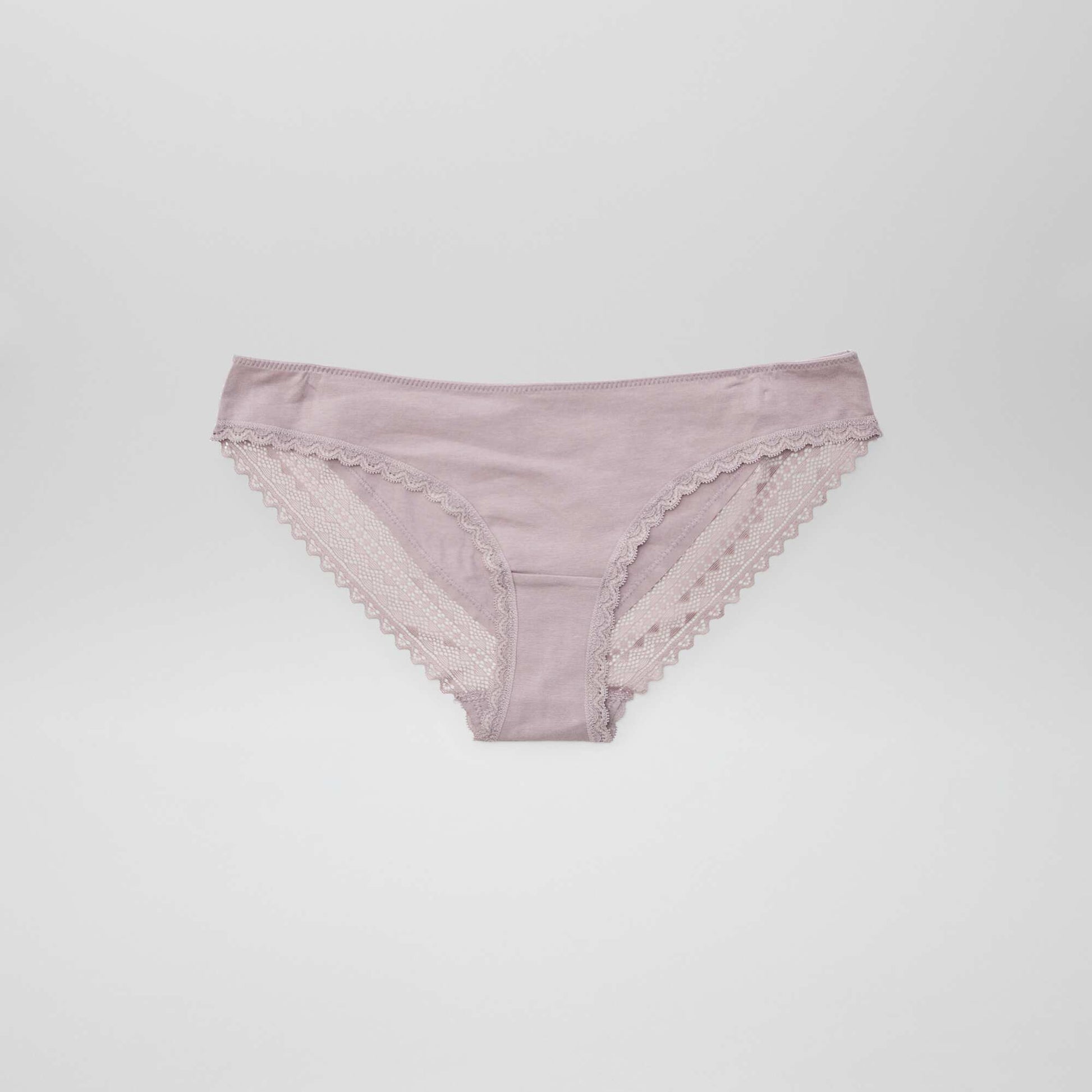 Lot de 3 culottes coton dentelle ROSE/GRIS/BLANC