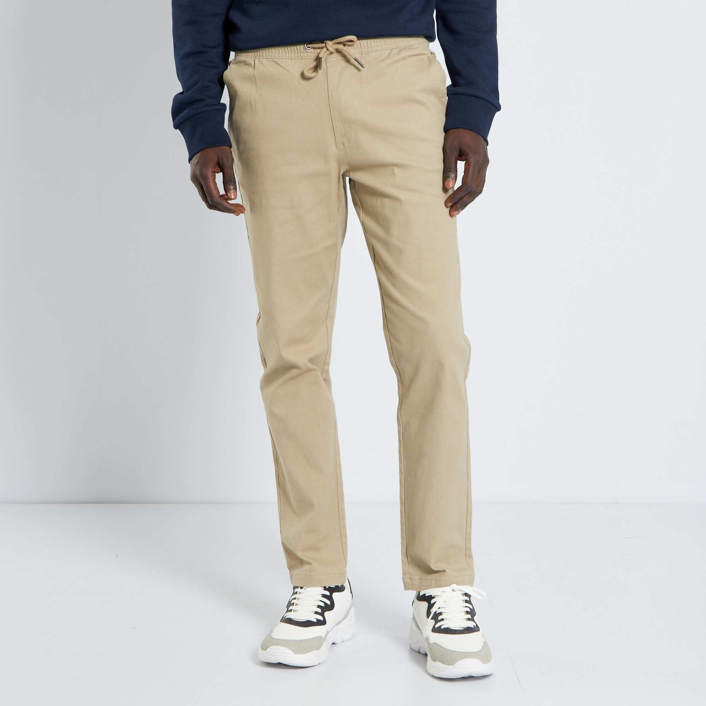 Chino slim coupe jogger beige chiné