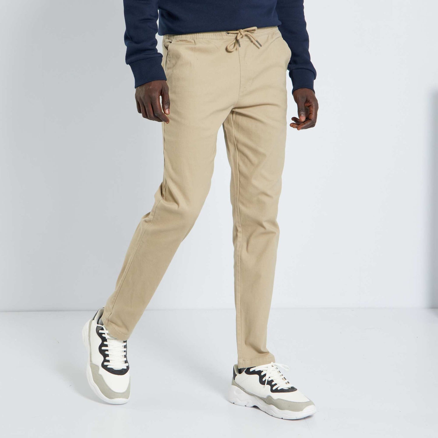 Chino slim coupe jogger beige chiné