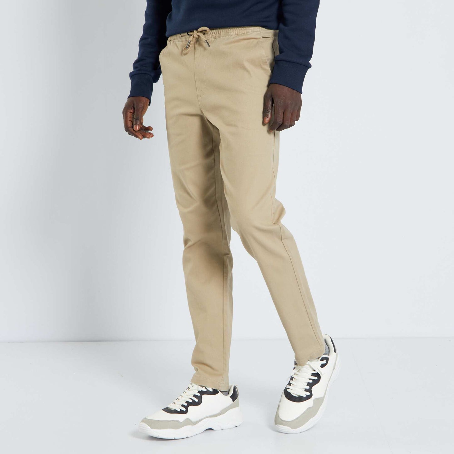 Chino slim coupe jogger beige chiné