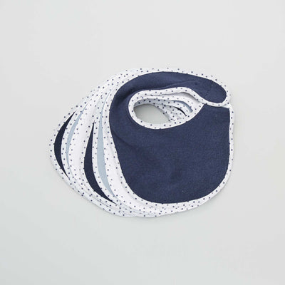 Lot de 7 bavoirs éponge à scratch BLEU MARINE