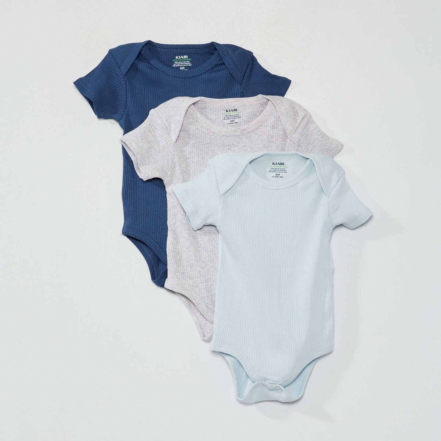 Lot de 3 bodies Bleu/gris