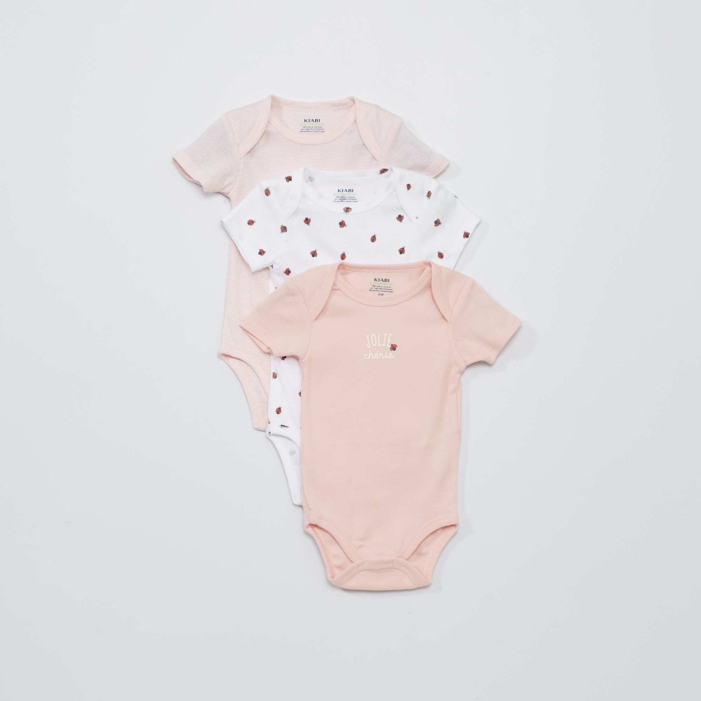 Lot de 3 bodies Rose/blanc