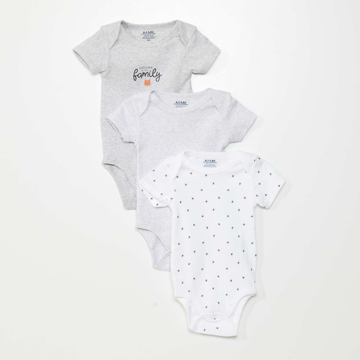 Lot de 3 bodies Gris/Blanc