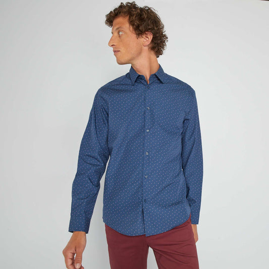 Chemise fantaisie à coupe droite Bleu