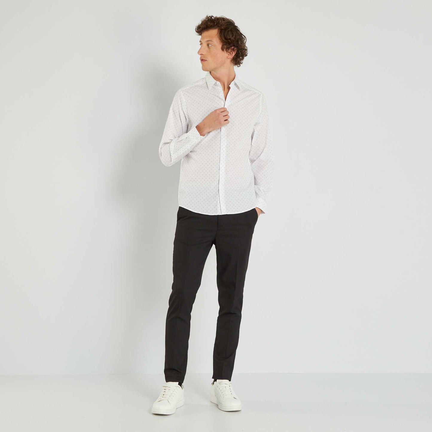 Chemise fantaisie à coupe droite Blanc