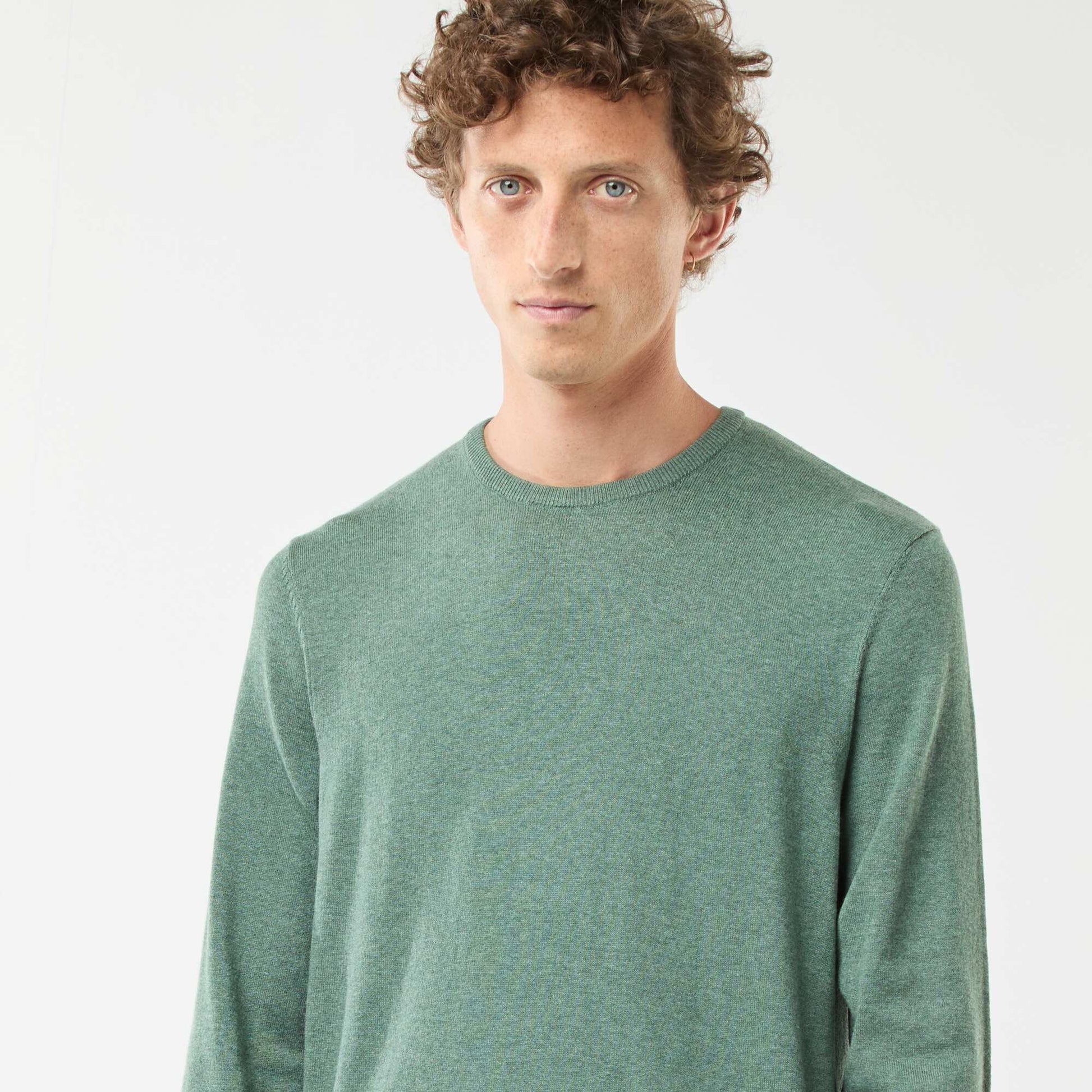 Pull uni à col rond VERT