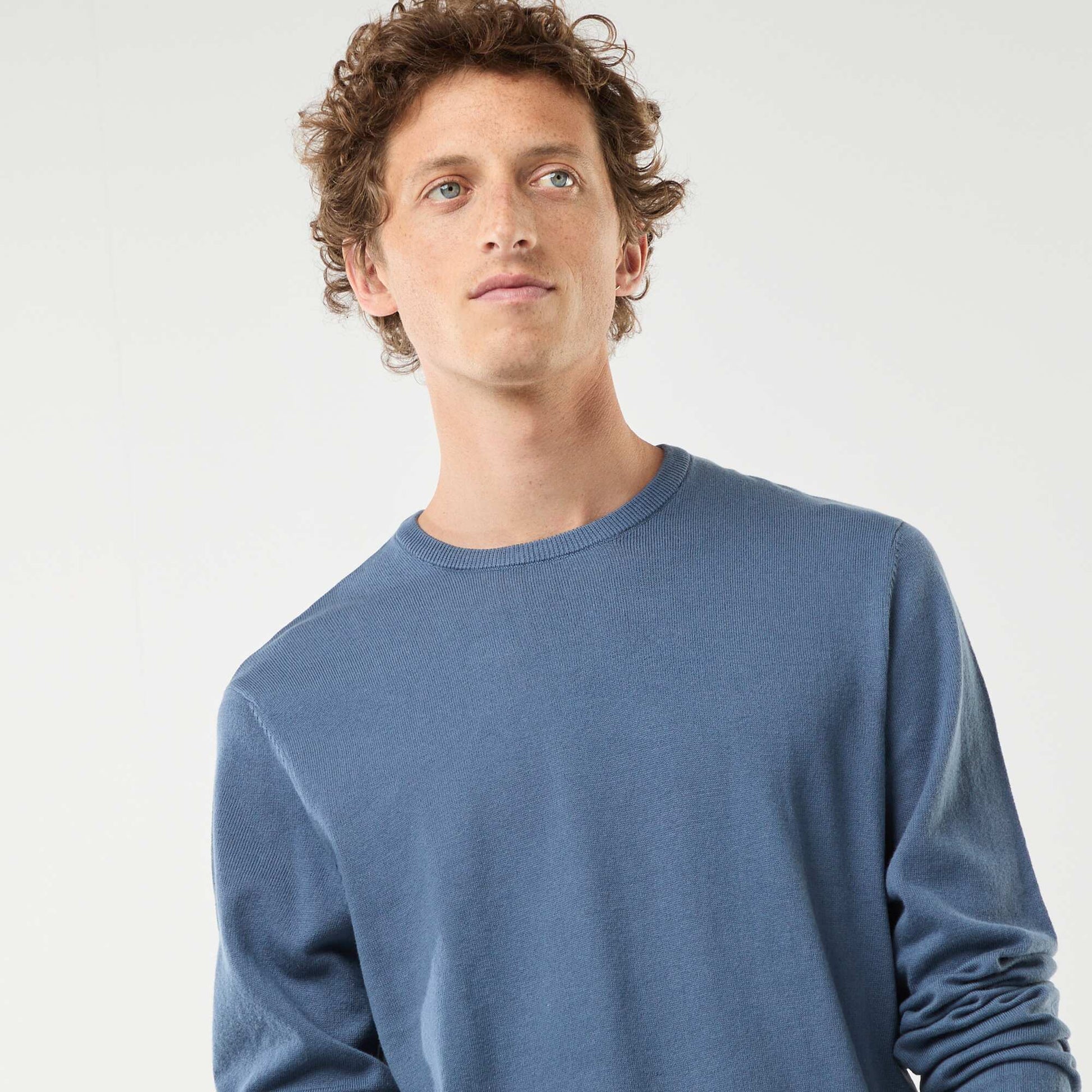 Pull uni à col rond BLEU