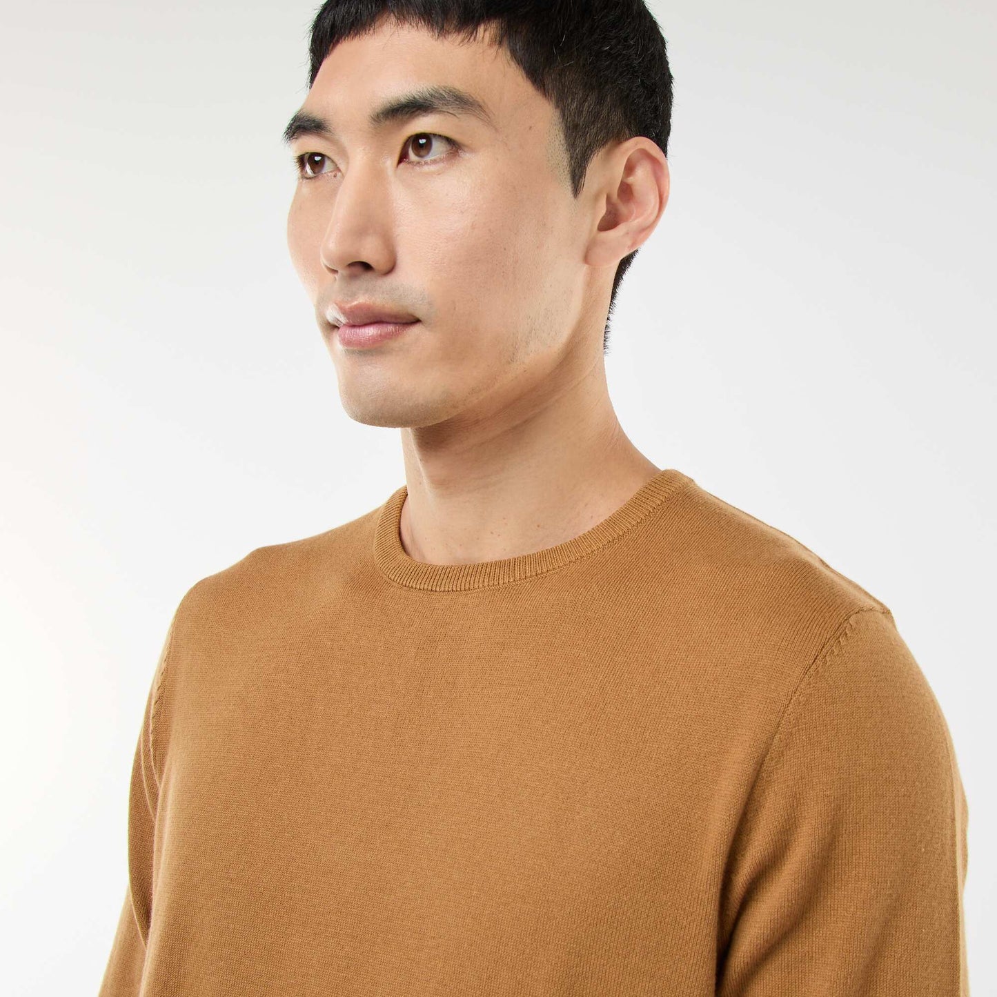 Pull uni à col rond BEIGE