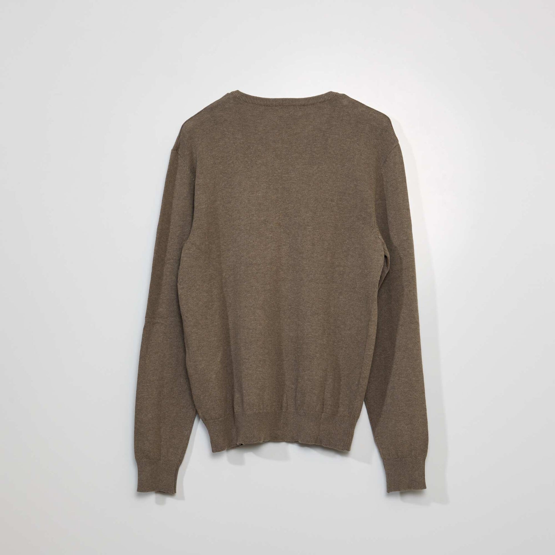Pull basique en maille unie BEIGE CHINé