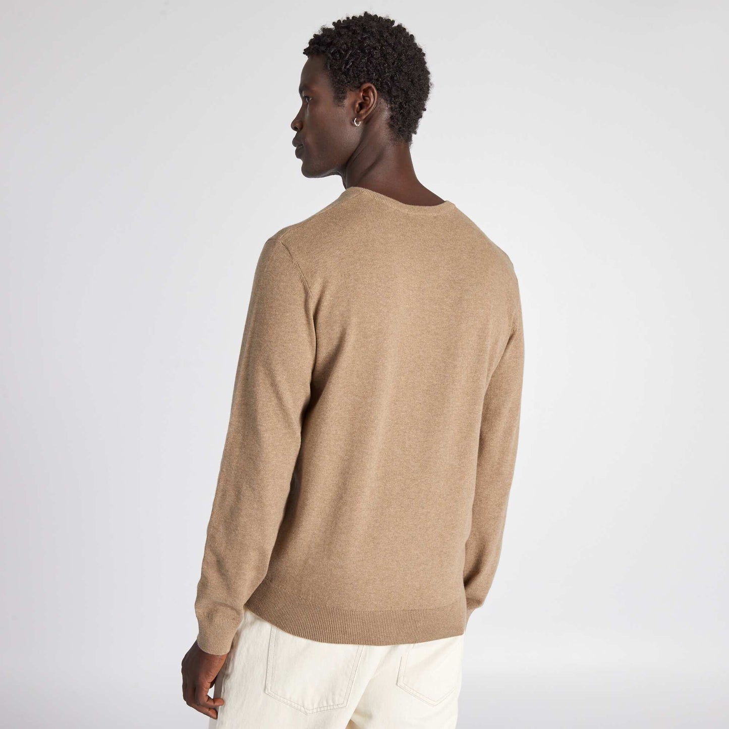 Pull basique en maille unie BEIGE CHINé