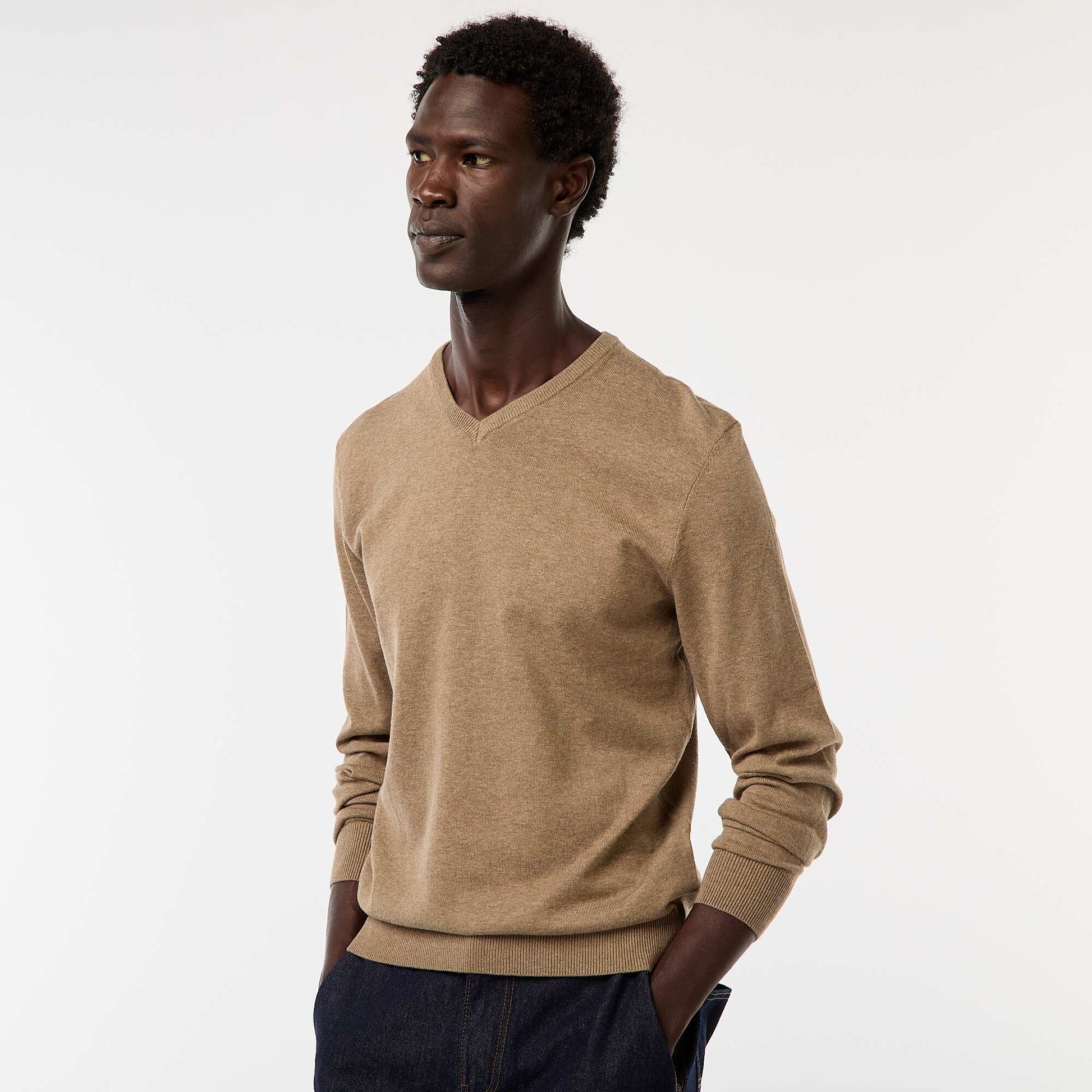 Pull basique en maille unie MARRON