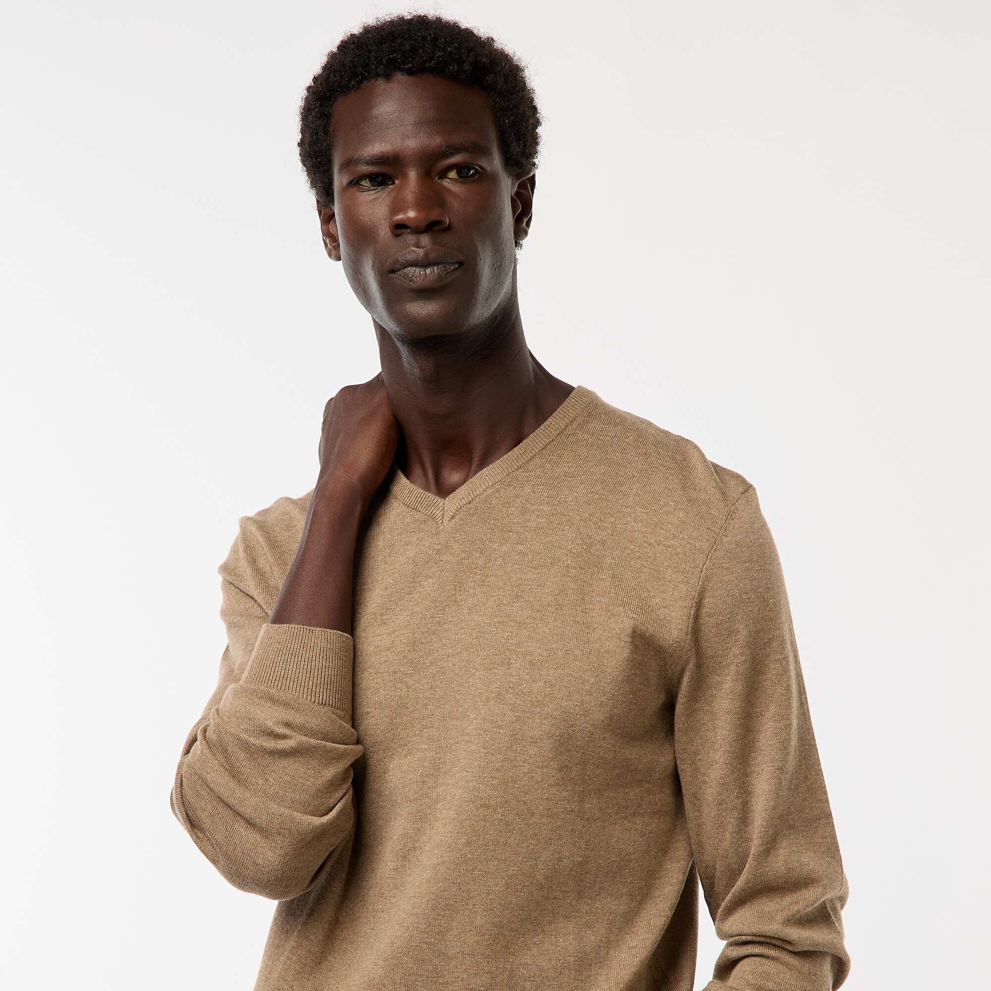 Pull basique en maille unie MARRON