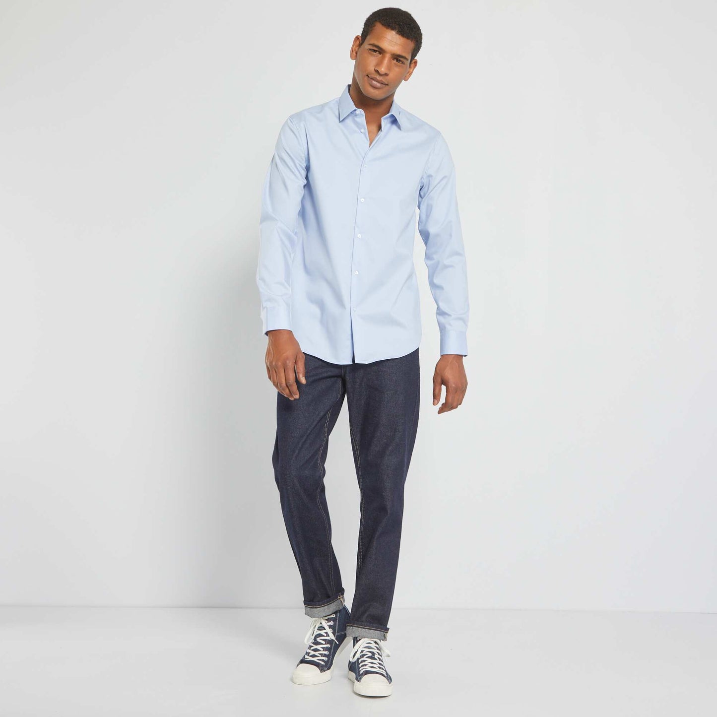 Chemise regular 'sans repassage' Bleu