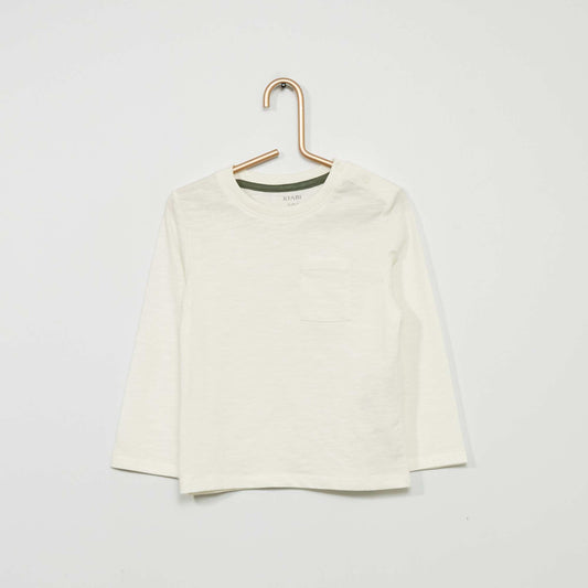 T-shirt à col rond avec poche BLANC