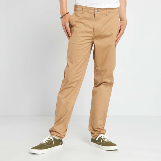 Pantalon chino en coton stretch Beige