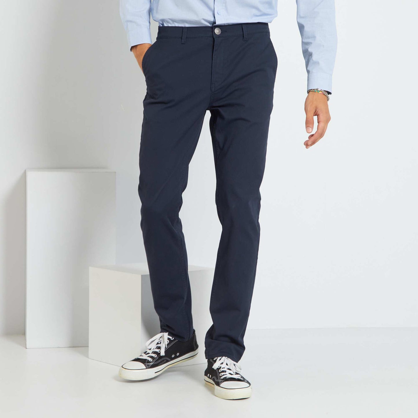 Pantalon chino en coton stretch BLEU