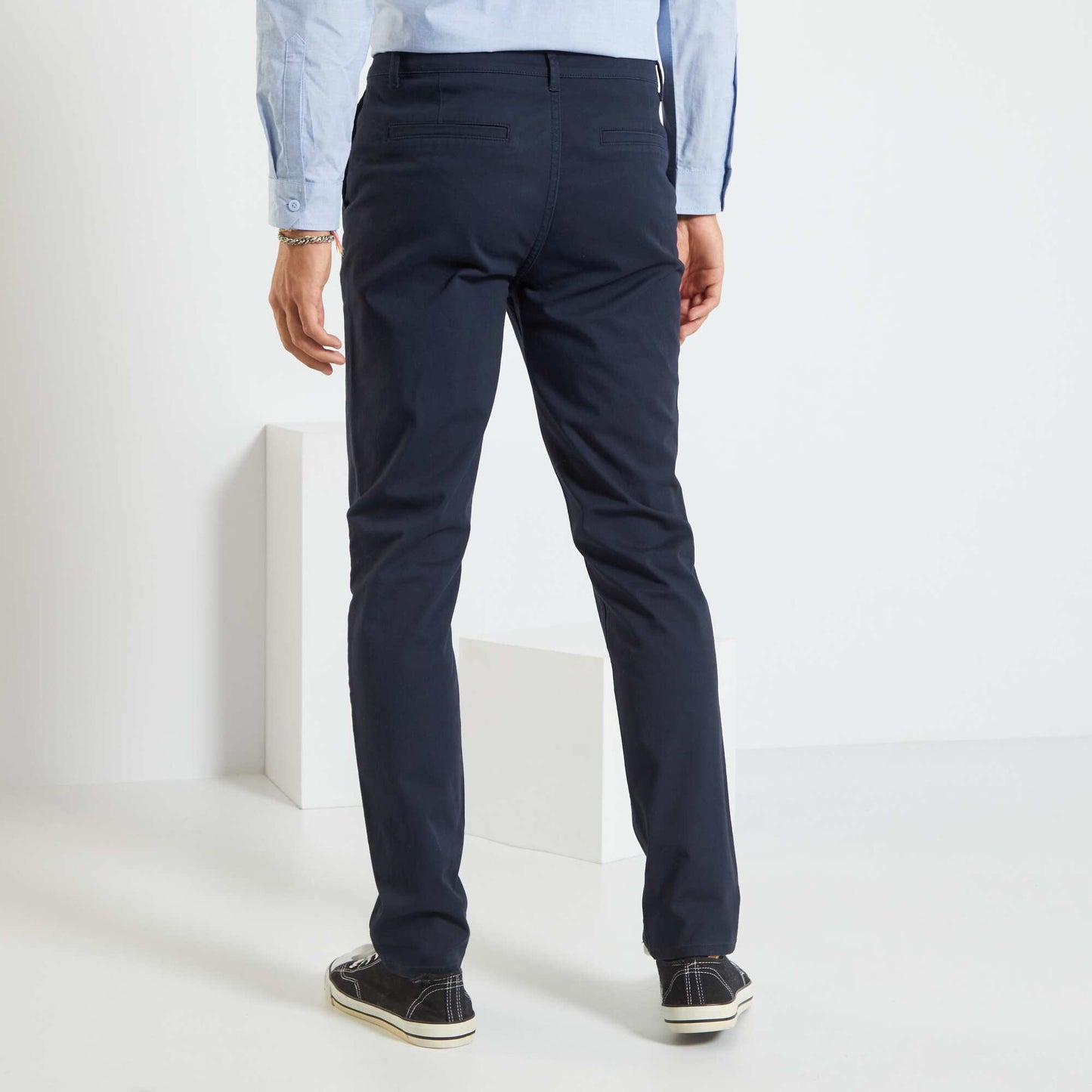 Pantalon chino en coton stretch BLEU