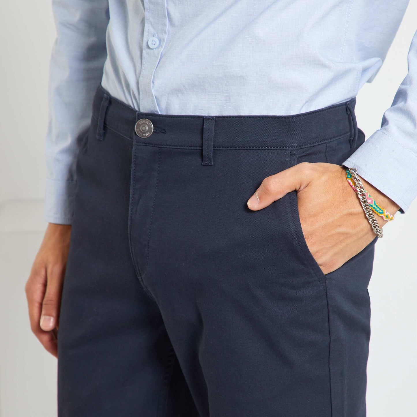 Pantalon chino en coton stretch BLEU