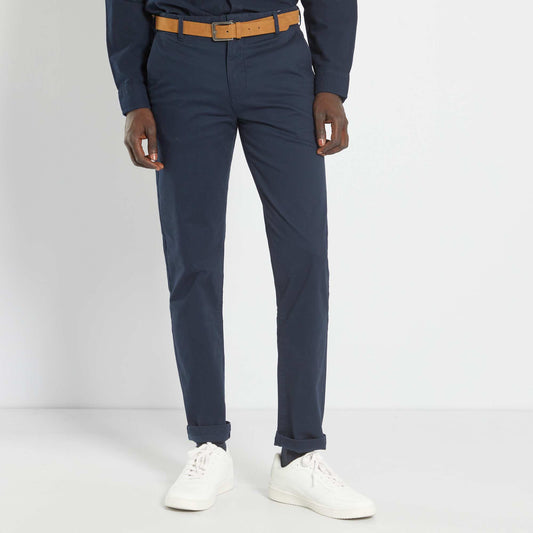 Chino slim avec ceinture - L32 bleu marine