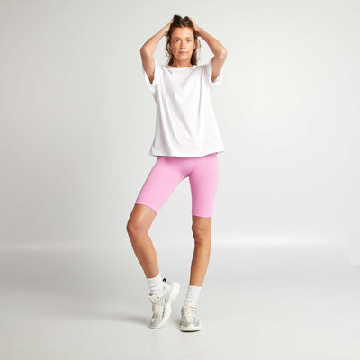 Short cycliste en maille côtelée ROSE