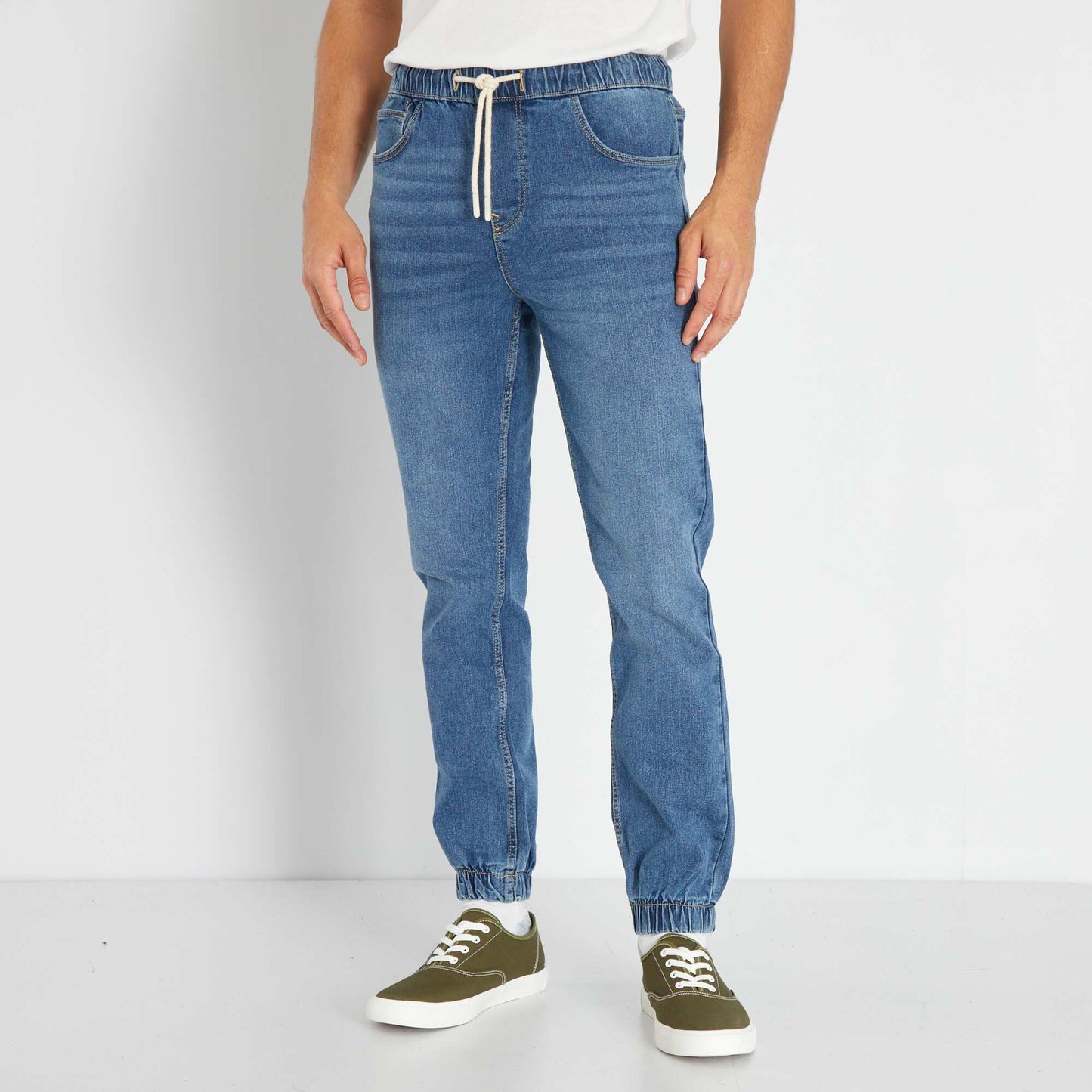 Jean Jogger à taille élastiquée Bleu stone