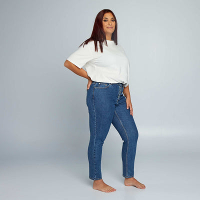 Jean mom à taille très haute - L30 Bleu stone