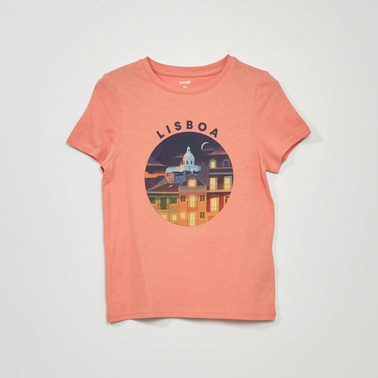 T-shirt à col rond avec imprimé - Mixte Rose orangé