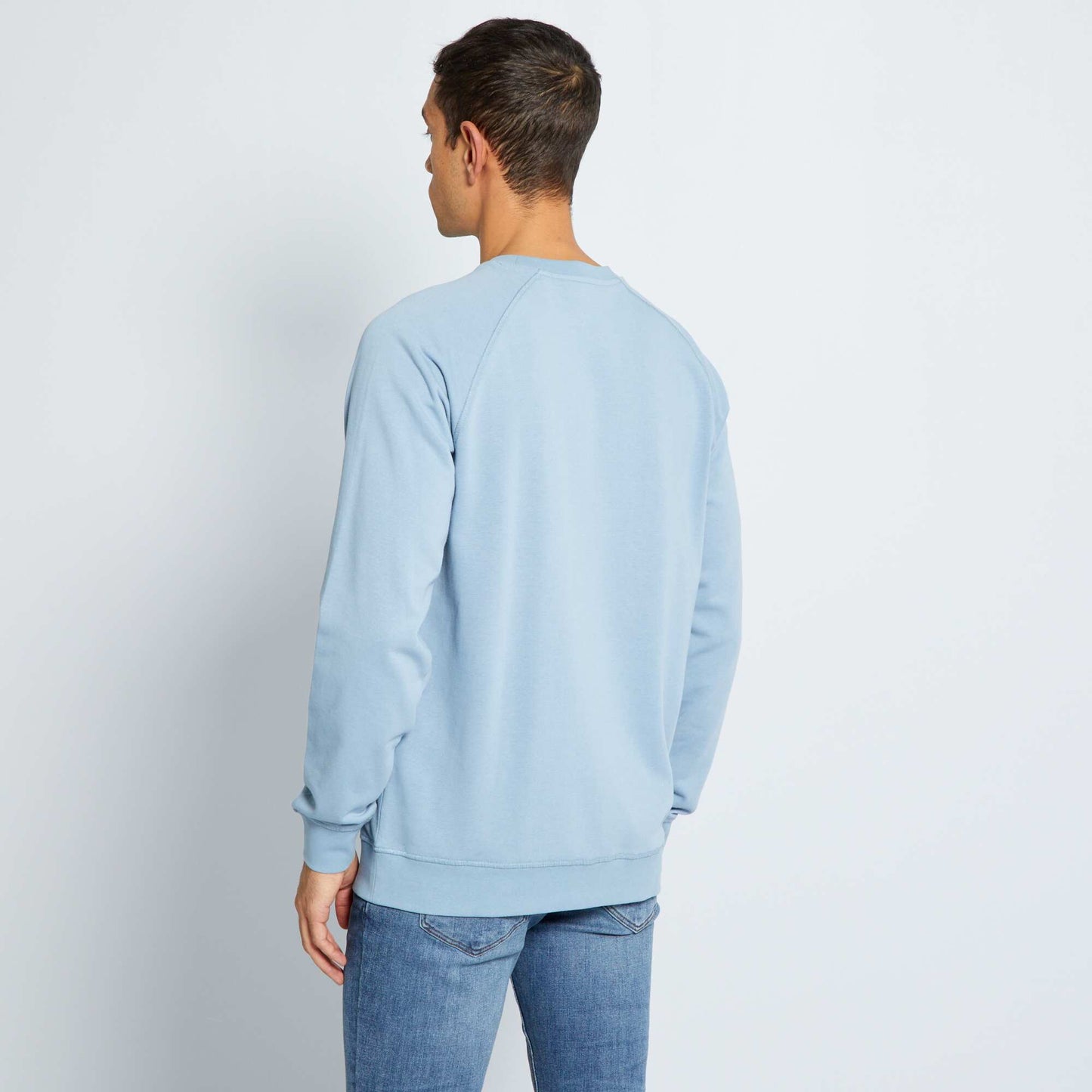 Sweat uni en molleton bleu denim