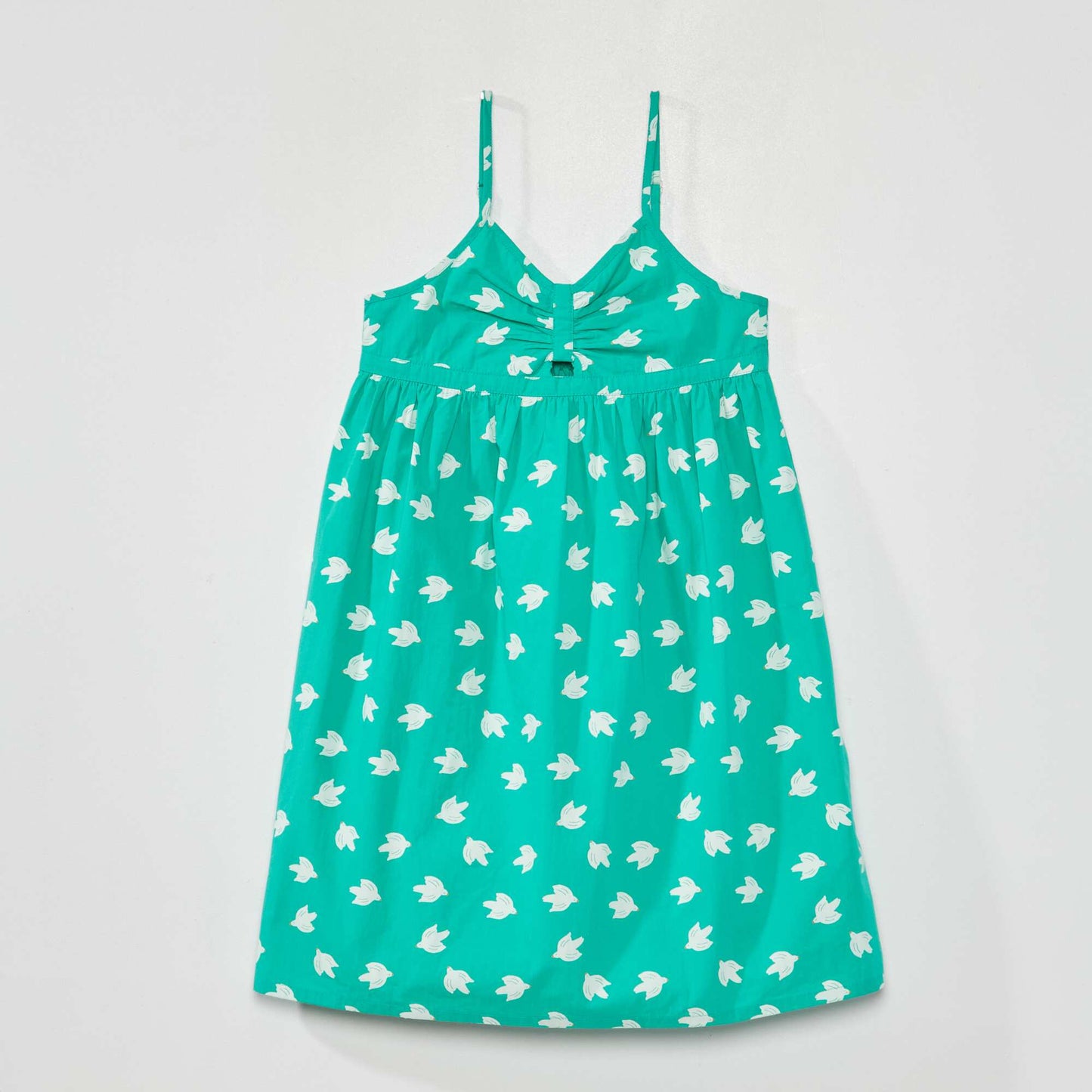 Robe en popeline à imprimé Vert oiseau